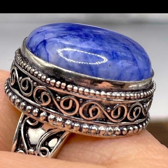 Blue Solar Quartz Ring 925 - Picture 5 of 8